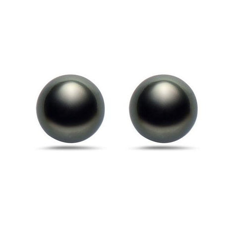 9-10mm Natural Color Tahitian Pearl 14k Gold Stud Earrings
