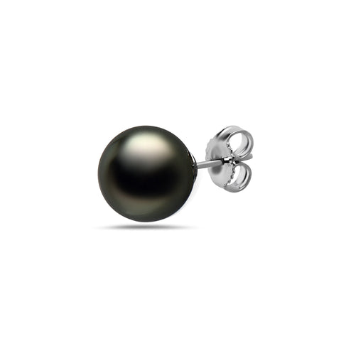 8-9mm Natural Color Tahitian Pearl 14k Gold Stud Earrings