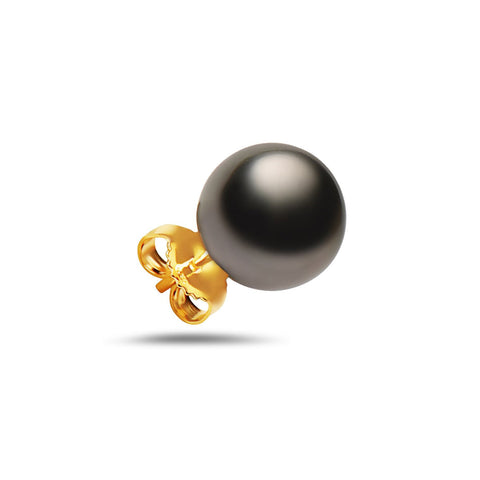 8-9mm Natural Color Tahitian Pearl 14k Gold Stud Earrings
