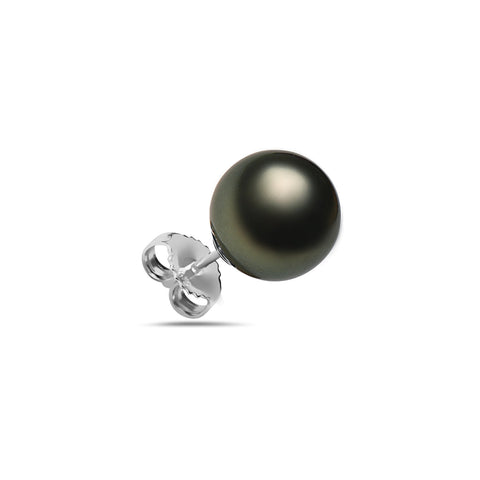 8-9mm Natural Color Tahitian Pearl 14k Gold Stud Earrings