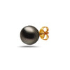 8-9mm Natural Color Tahitian Pearl 14k Gold Stud Earrings