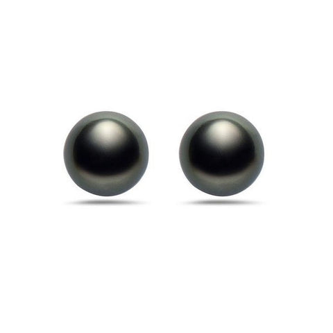 8-9mm Natural Color Tahitian Pearl 14k Gold Stud Earrings