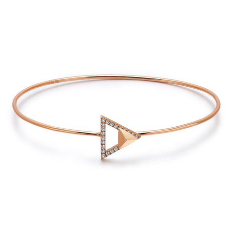 14k Rose Gold Diamond Triangle Stud Bangle