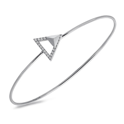 14k White Gold Diamond Triangle Stud Bangle