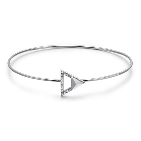 14k White Gold Diamond Triangle Stud Bangle