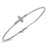 14k White Gold Diamond Cross Bangle