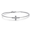 14k White Gold Diamond Cross Bangle