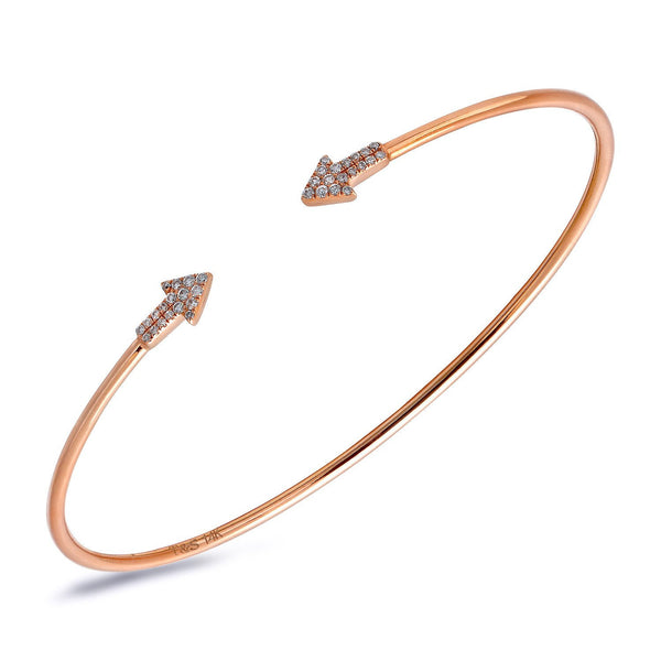 14k Rose Gold Diamond Arrow Bangle