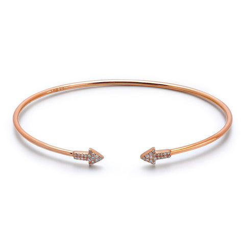 14k Rose Gold Diamond Arrow Bangle