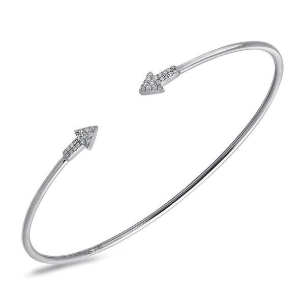 14k White Gold Diamond Arrow Bangle