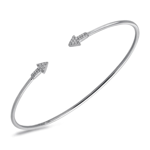 14k White Gold Diamond Arrow Bangle
