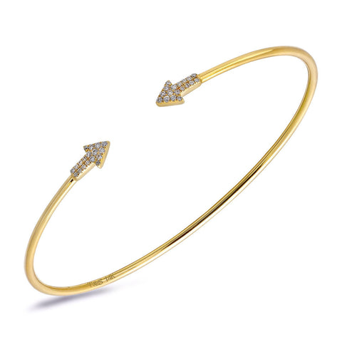 14k Yellow Gold Diamond Arrow Bangle