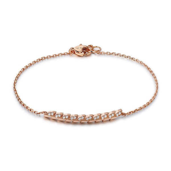 14k Rose Gold Diamond Feather Bracelet