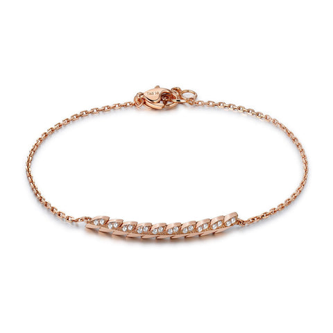 14k Rose Gold Diamond Feather Bracelet