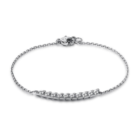 14k White Gold Diamond Feather Bracelet