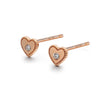 14k Rose Gold Diamond Heart Stud Earrings