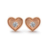 14k Rose Gold Diamond Heart Stud Earrings