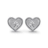 14k White Gold Diamond Heart Stud Earrings
