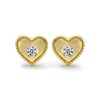 14k Yellow Gold Diamond Heart Stud Earrings