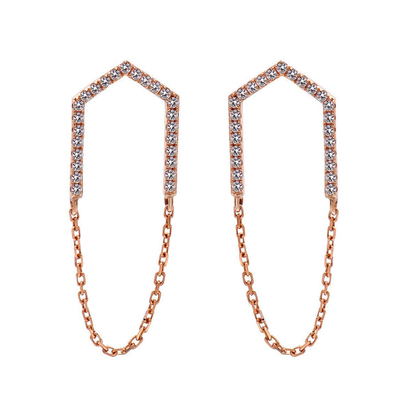 14k Rose Gold Diamond Open Arrow Earrings