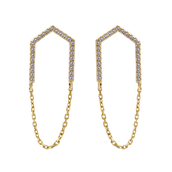 14k Yellow Gold Diamond Open Arrow Earrings