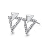14k White Gold Diamond Triangle Stud Earrings
