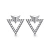 14k White Gold Diamond Triangle Stud Earrings