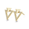 14k Yellow Gold Diamond Triangle Stud Earrings
