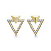 14k Yellow Gold Diamond Triangle Stud Earrings