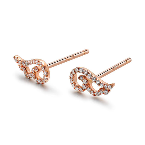 14k Rose Gold Diamond Angel Wing Earrings