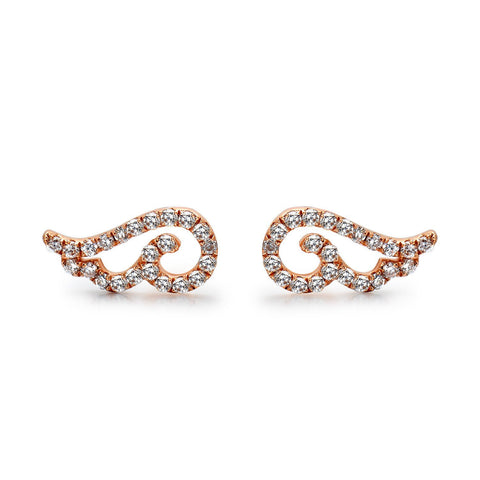 14k Rose Gold Diamond Angel Wing Earrings
