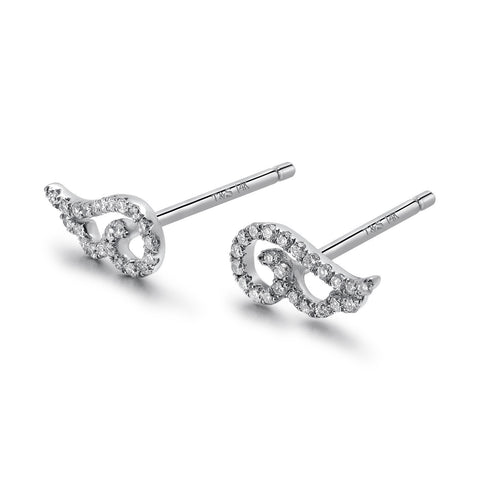 14k White Gold Diamond Angel Wing Earrings