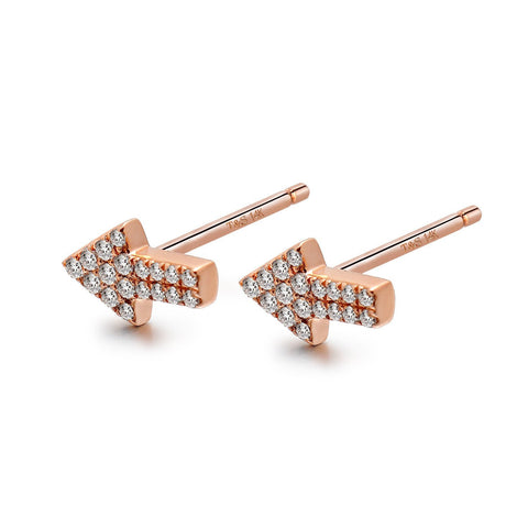 14k Rose Gold Diamond Arrow Stud Earrings