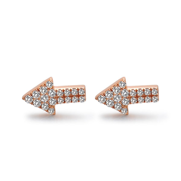 14k Rose Gold Diamond Arrow Stud Earrings