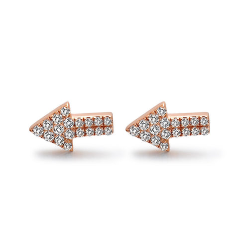 14k Rose Gold Diamond Arrow Stud Earrings