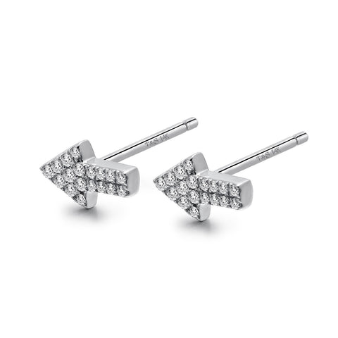 14k White Gold Diamond Arrow Stud Earrings