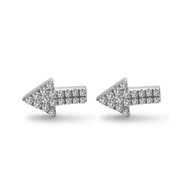 14k White Gold Diamond Arrow Stud Earrings