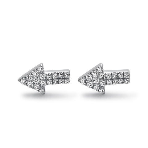 14k White Gold Diamond Arrow Stud Earrings
