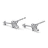 14k White Gold Diamond Feather Arrow Stud Earrings