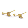 14k Yellow Gold Diamond Feather Arrow Stud Earrings