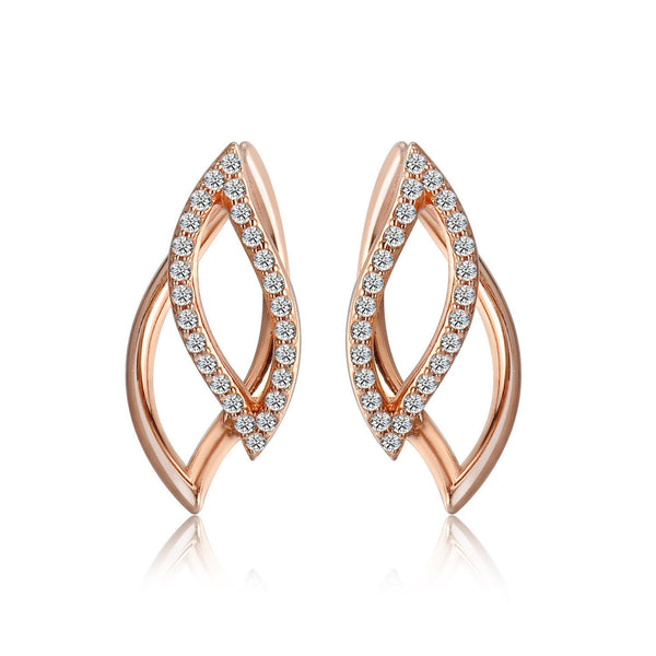 14k Rose Gold Diamond Petal Earrings