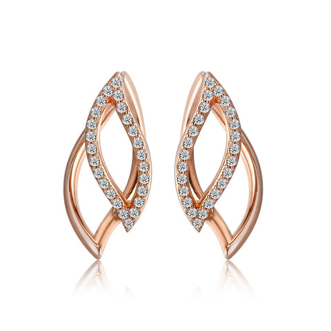 14k Rose Gold Diamond Petal Earrings
