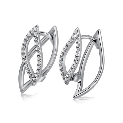 14k White Gold Diamond Petal Earrings