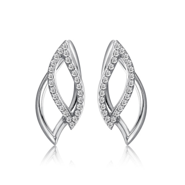 14k White Gold Diamond Petal Earrings