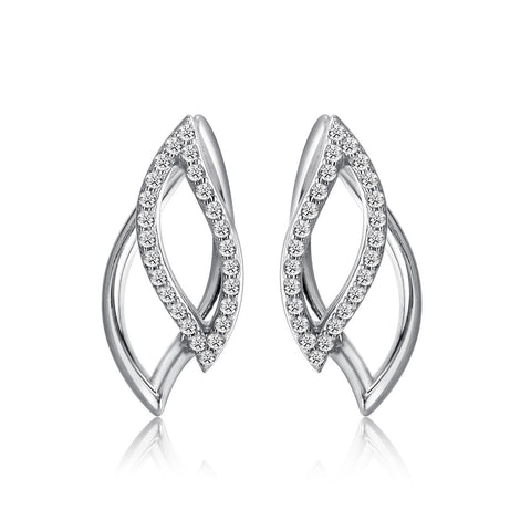 14k White Gold Diamond Petal Earrings