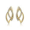 14k Yellow Gold Diamond Petal Earrings