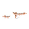 14k Rose Gold Diamond Feather Ear Climber and Stud Earrings