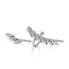 14k White Gold Diamond Feather Ear Climber and Stud Earrings
