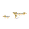 14k Yellow Gold Diamond Feather Ear Climber and Stud Earrings