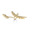 14k Yellow Gold Diamond Feather Ear Climber and Stud Earrings